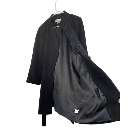 St John Collection Size 6 Black Over Coat Wool Cashmere 6711 Women GUC Belt - Picture 7 of 15